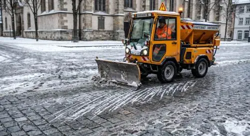 Betriebshaftpflicht für Winterdienst deckt Schäden an Pflastersteinen ab.